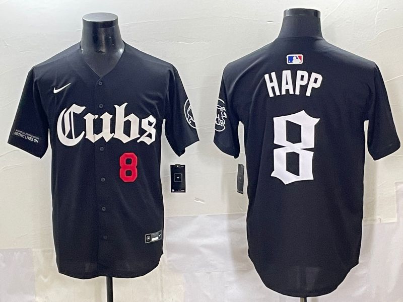 Men 2025 Chicago Cubs #8 Happ Black Five generations Joint Name Nike MLB Jersey style 3->chicago cubs->MLB Jersey